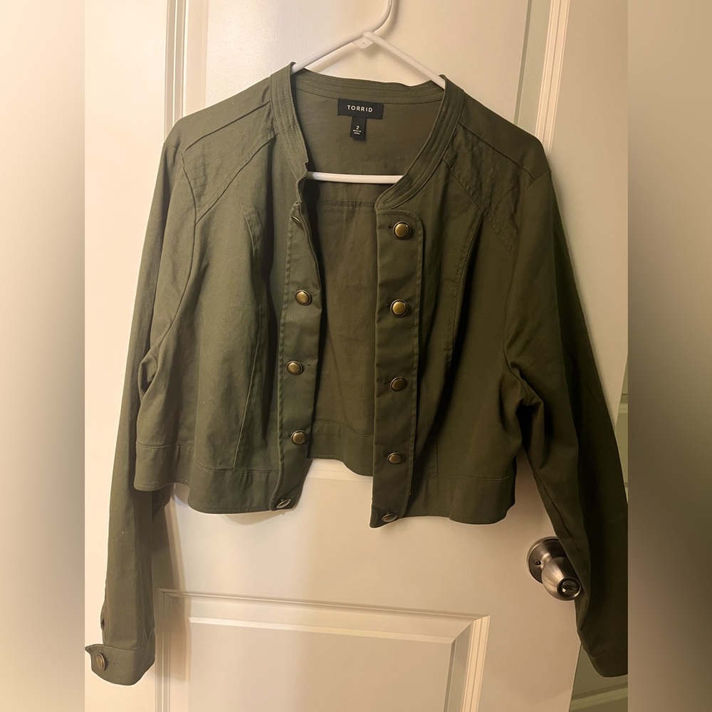 Crop Jacket - Army Green - Size 2, Torrid